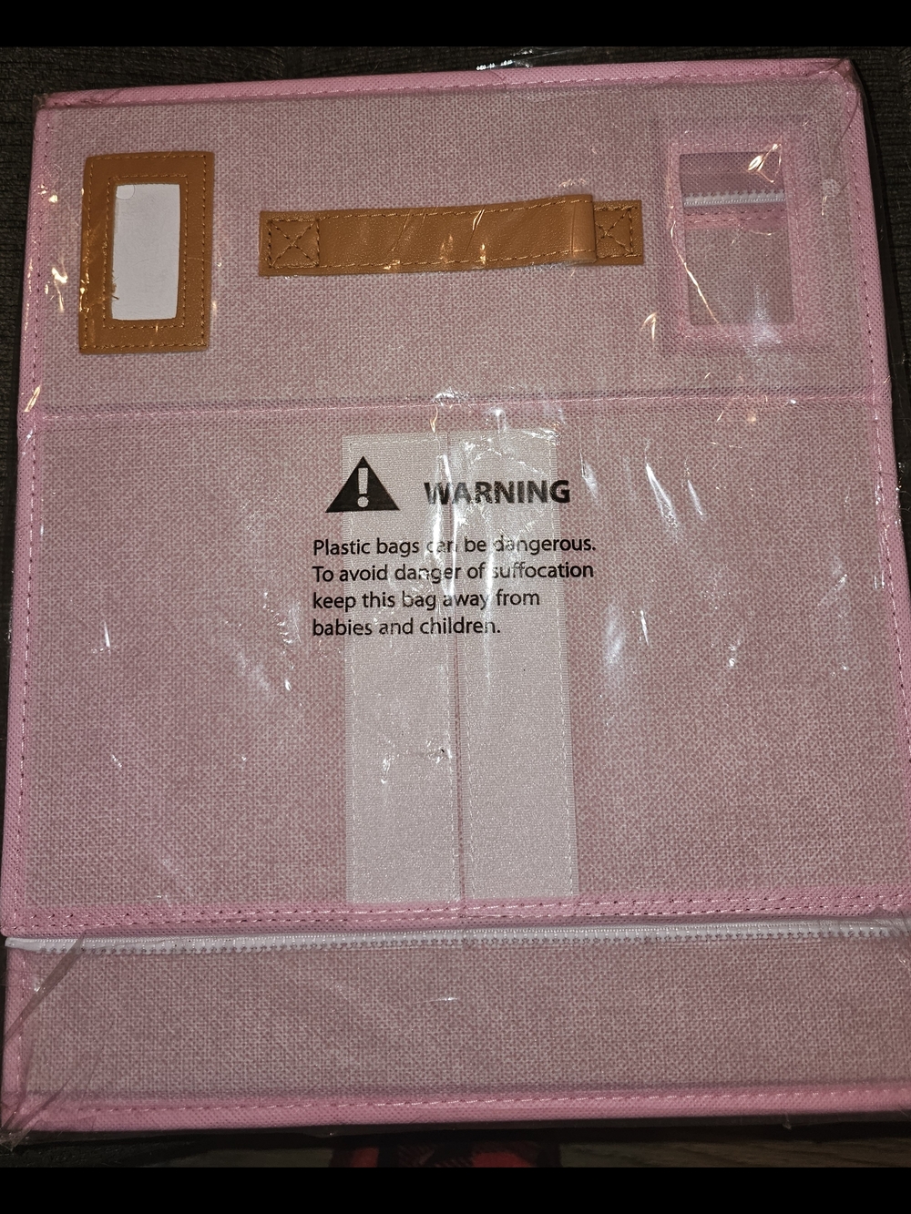 Pink Fabric Storage Bin with Handle - Compact Home Organizer. 2 In A Pack